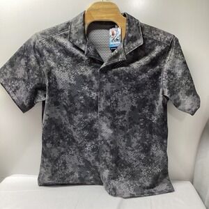 DSG Men's XL Charcoal Blurred Floral Mesh Athletic Button Up Shirt